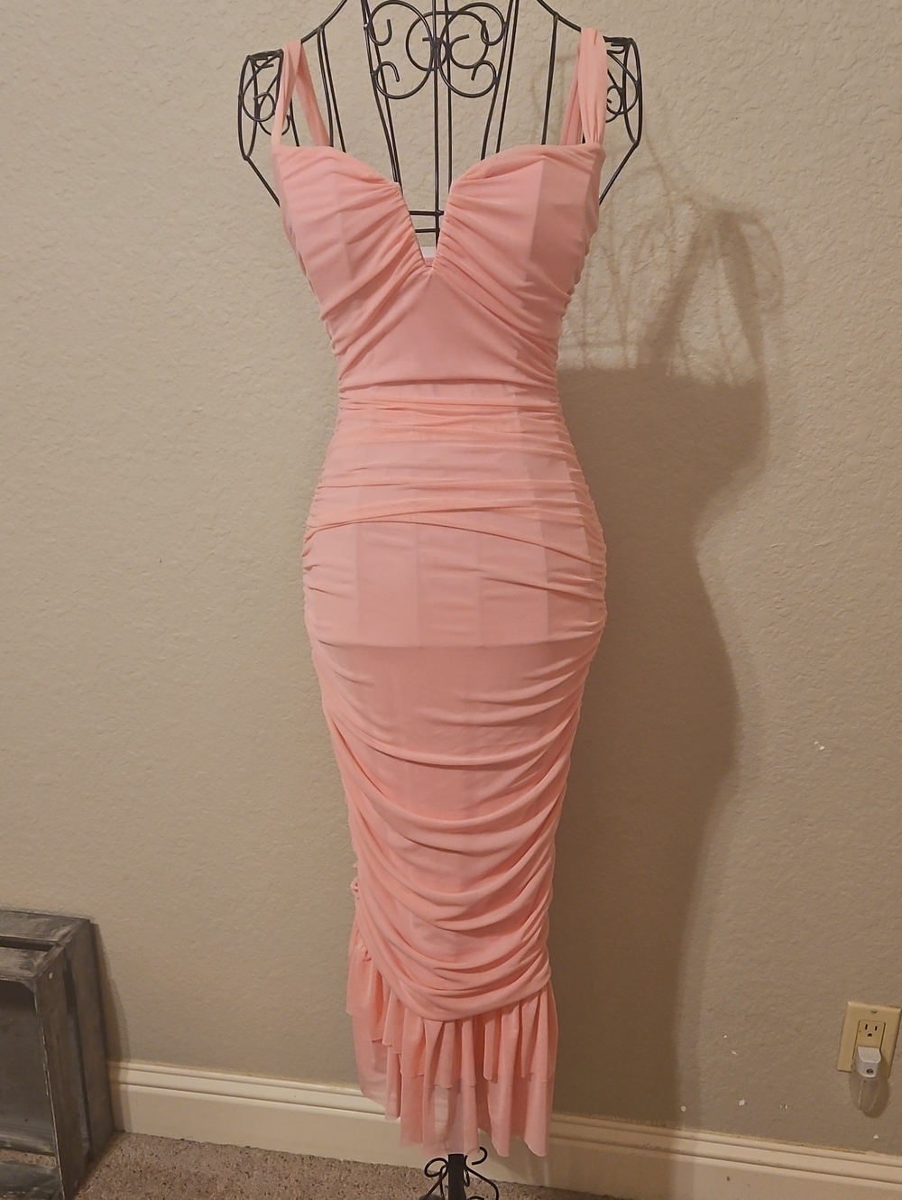 Windsor Blush Pink Ruched Midi Dress